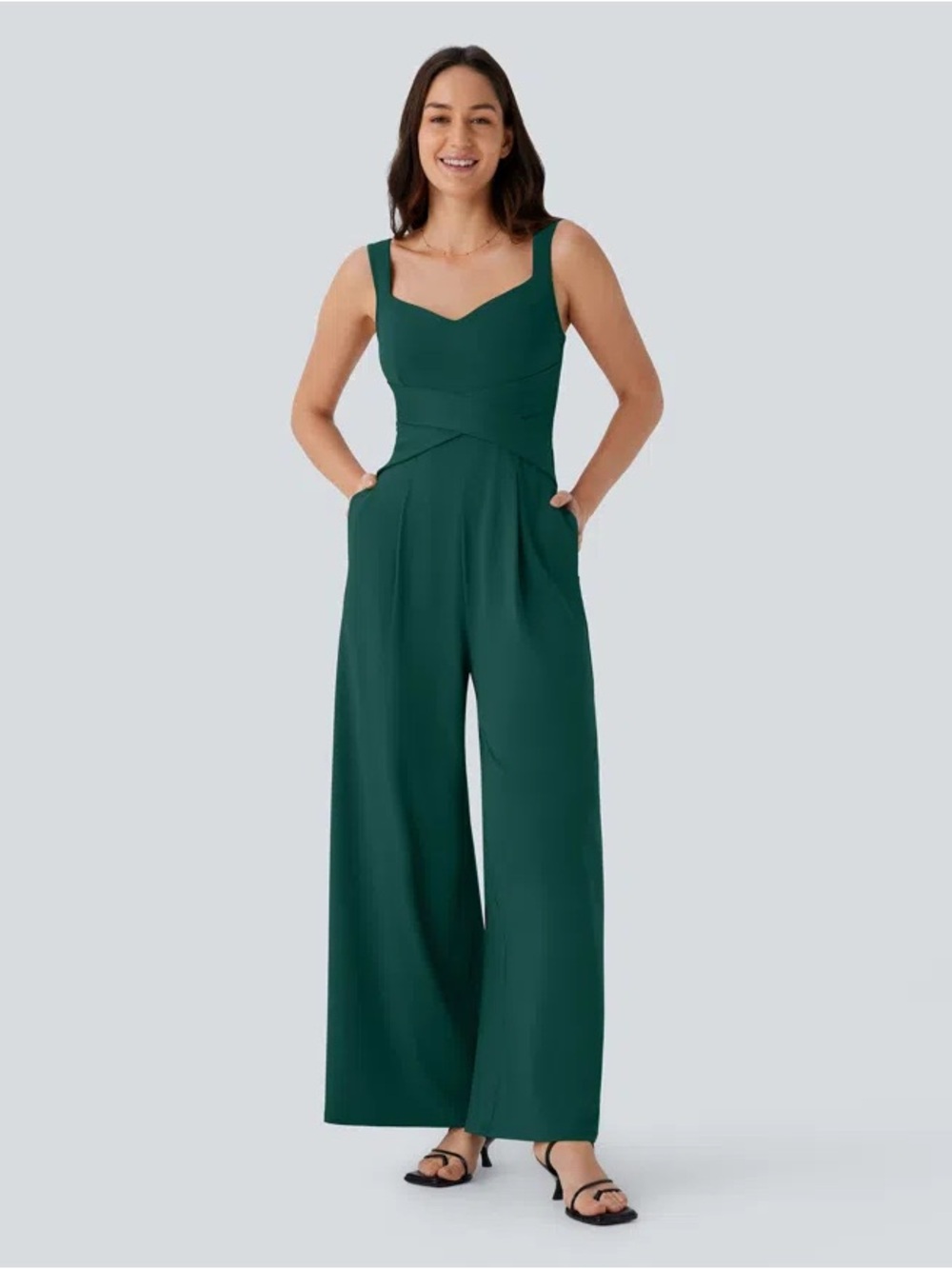 HALARA U Back Sleeveless Casual Jumpsuit with Pockets size L Large NWOT